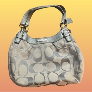 Grey/Beige Coach 3 Pocket Purse